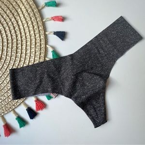 Victoria's Secret Sexy Illusions No Show Thong Panty Heathered Black Small NEW